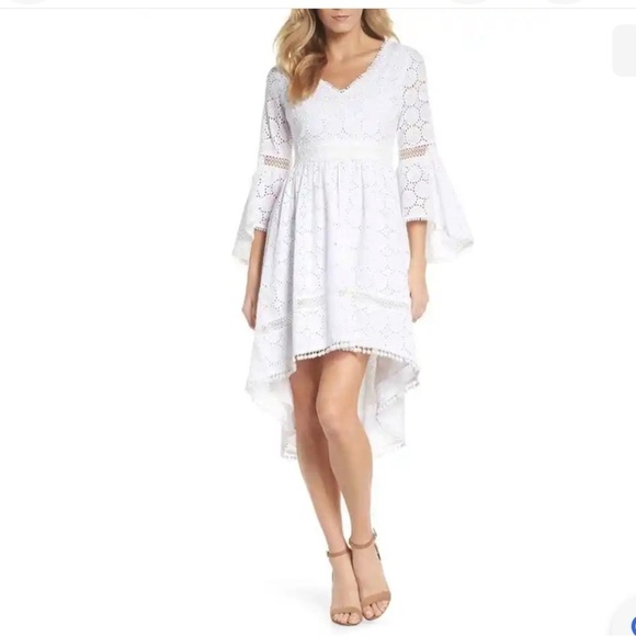 Eliza J Dresses & Skirts - Eliza J Bell Sleeve High Low Eyelet Midi Dress 20W
